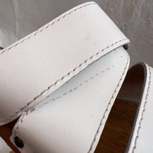 y2k Candies sandals womens 7.5 wooden clog style white leather slip on - Picture 9 of 11